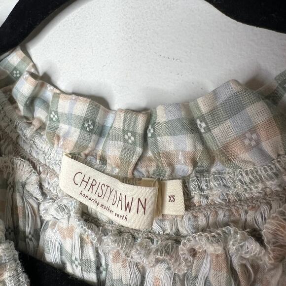 Christy Dawn Checkered Lotus Gingham Ruffle Collar Mini Dress XS - Picture 4 of 7